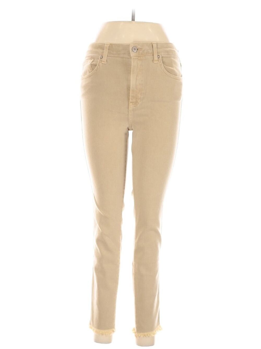 NWT We The Free Size 28 High-Rise Slim Jeans in Sand Tan Raw Hem Free People
